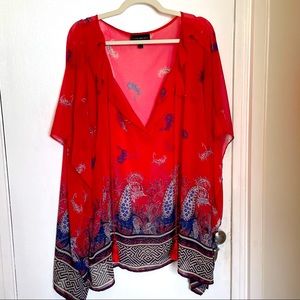 Lane Bryant 22/24 Red and blue Sheer Over Piece